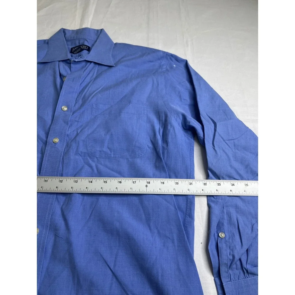 Lands' End Mens Dress Shirt Blue Long Sleeve Button Down 15.5‎ 32